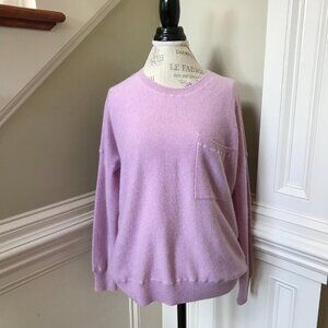 Demylee Cashmere Sweater Womens Small Lilac Purple Crew Neck Patch Pocket Knit